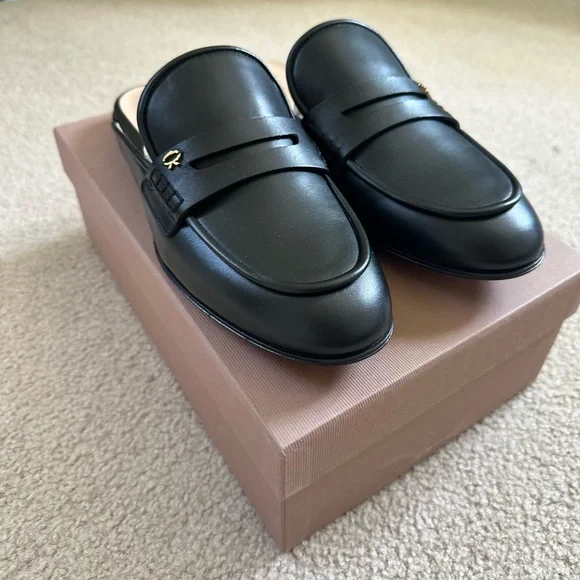 NIB Gianvito Rossi Florio Black Loafer calf Leather Mules Slides 41 10 - Picture 2 of 9